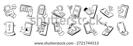 latest set of mobile activities doodle icons