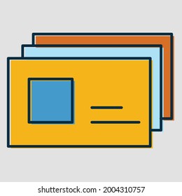 Icono de las últimas y tendencias postales sobre fondo gris para web y móvil.