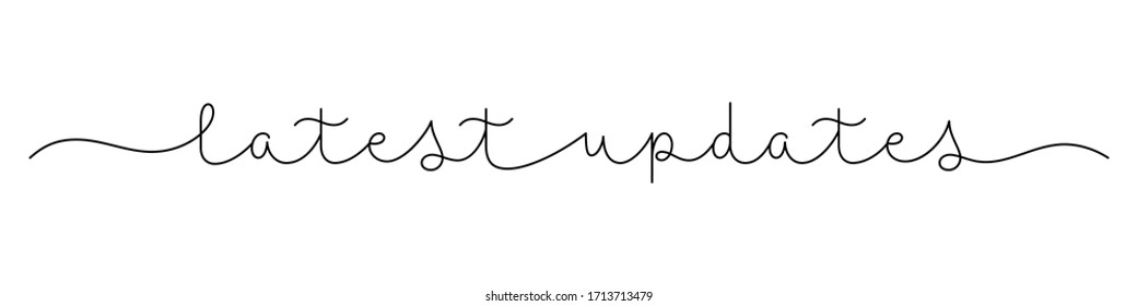 LATEST UPDATES black monoline calligraphy banner with swashes