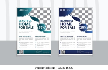 Latest vector clean and fresh real estate flyer design.