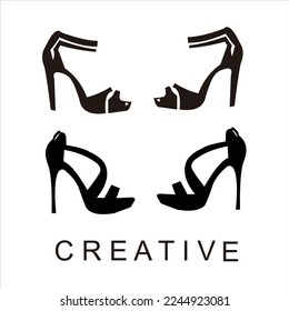 Latest women's shoes cone heels vector logo design