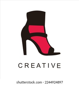 Latest women's shoes cone heels vector logo design