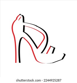 Latest women's shoes cone heels vector logo design