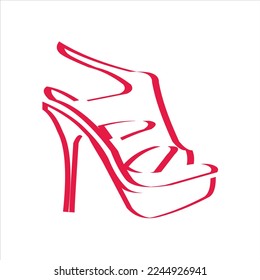 Latest women's shoes cone heels vector logo design