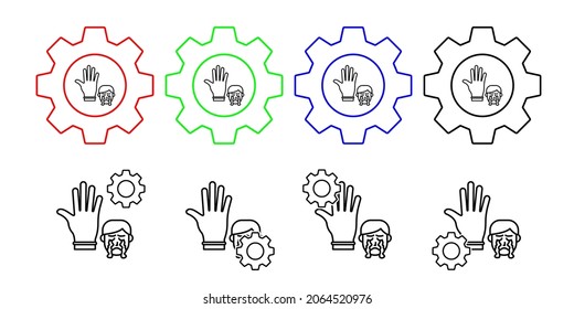 Latex, allergic face vector icon in gear set illustration for ui and ux, website or mobile application