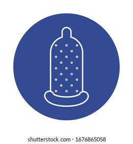 método anticonceptivo de condón de látex, diseño de ilustración vectorial de estilo de bloque de línea