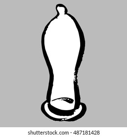 Latex condom. Realistic vector illustration. Contraceptive method.