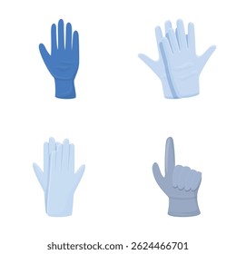 Latex glove icons set cartoon vector. Protective rubber glove. Element of safety wear