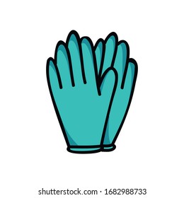 latex gloves doodle icon, vector illustration
