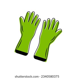 Guantes de látex en estilo doodle. Guantes protectores para medicina, jardinería, limpieza. 