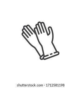 Icono de línea de guantes de látex. signo de estilo lineal para concepto móvil y diseño web. Icono de vector de contorno de guantes protectores. Símbolo, ilustración del logotipo. Gráficos vectoriales
