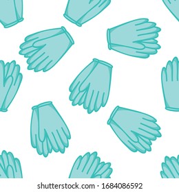 latex gloves seamless doodle pattern, vector illustration