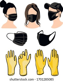 Latex gloves and
sterile masks on stafage. Personal protective equipment. CoVID-19.be healthy. Stop Novel Coronavirus outbreak covid-19 2019-nCoV.