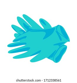 Latex gloves as a symbol of protection against viruses and bacteria. Precaution cartoon. Vector illustration cartoon. Isolated on white background.