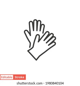 Latex Hand Gloves Line Icon. Simple Outline Style. Medical, Cleaning, Rubber, Surgeon, Chemical, Safety Proyective Concept. Vector Illustration Isolated On White Background. Editable Stroke EPS 10.