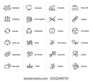 Conjunto de iconos de material de látex. Los iconos de contorno son bien escalables y editables. Los Elementos contrastantes son buenos para diferentes orígenes. EPS10.	