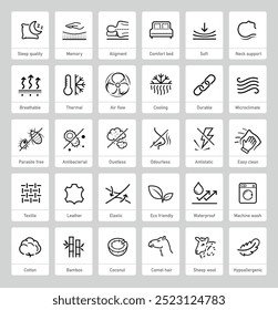 Latex material icon set. The outline icons are well scalable and editable. Contrasting elements are good for different backgrounds. EPS10.	