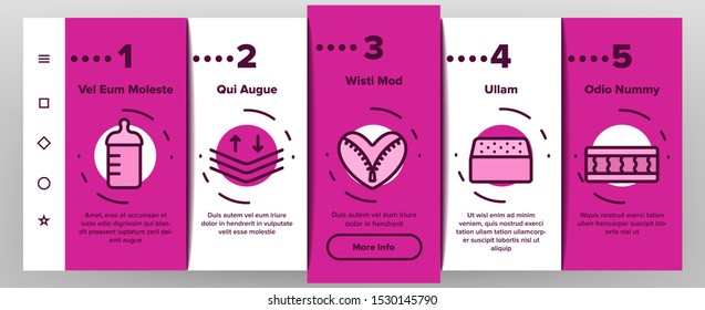 Latex Material Items Onboarding Mobile App Page Screen Vector Icons Set Thin Line. Matress And Washable Cover, Breathable And Memory Foam, Bedding And Pad Linear Pictograms. Contour Illustrations