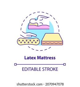 Latex mattress concept icon. Common mattress material abstract idea thin line illustration. Springy and elastic pad. Synthetic and rubber latex. Vector isolated outline color drawing. Editable stroke