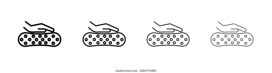 Icono de material de colchón de látex Conjunto de contorno de arte de Ilustración vectorial de línea delgada plana