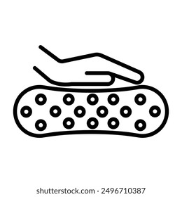 Icono de material de colchón de látex lineal logo marca en blanco y negro