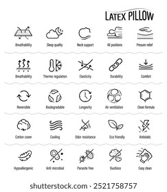 Latex pillow icon set. The outline icons are well scalable and editable. Contrasting elements are good for different backgrounds. EPS10.	