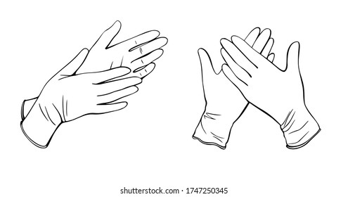 Latex surgical gloves.medical protective gloves isolated on a white background. vector illustration in the Doodle style.