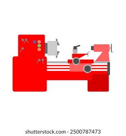 lathe. industrial machines. industrial theme. metal work. mechanical engineering school. flat design. vector. precision machining. production line. lathe operator. machine operator. job. work theme 