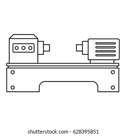 Lathe machine icon in outline style isolated on white background vector illustration