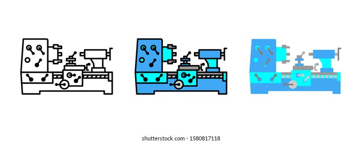 lathe machine icon set isolated on white background for web design