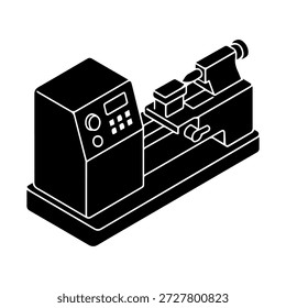 Máquina de torno Silhueta de vista isométrica. Ideal para uso como um ícone, web design gráfico e conceitos infográficos 