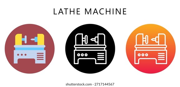 Máquina De Torno Ícone De Estilo Multi, Plano, Linha, Glifo, Lineal, Tom Duplo. Relacionados Com A Carpintaria, Indústria Da Madeira. Use Para O Desenvolvimento Moderno De Conceitos, Ui, Ux Web E Aplicativos.