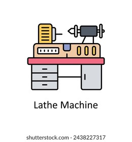 Lathe Machine vector filled outline icon design illustration. Manufacturing units symbol on White background EPS 10 File