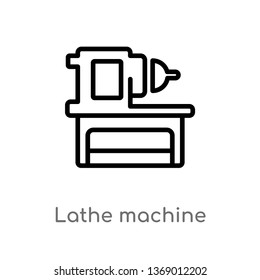 lathe machine vector line icon. Simple element illustration. lathe machine outline icon from industry concept. Can be used for web and mobile