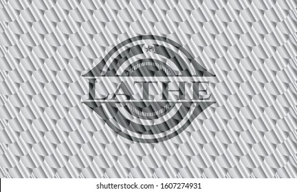 Lathe shiny silver emblem. Scales pattern. Vector Illustration. Detailed.