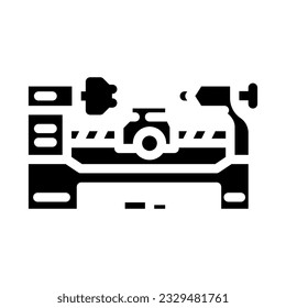 lathe tool work glyph icon vector. lathe tool work sign. isolated symbol illustration