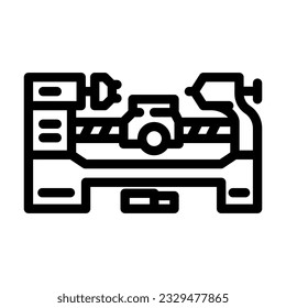 lathe tool work line icon vector. lathe tool work sign. isolated contour symbol black illustration