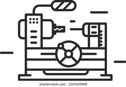 Lathe Vector Outline Icon Illustration