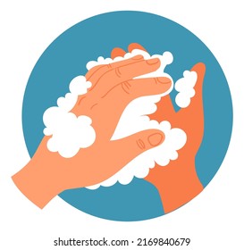 Lather Hands Rubbing Together. Handwashing Technique Icon