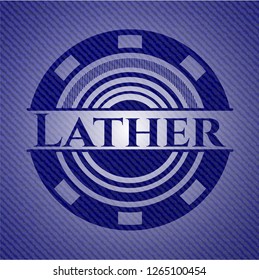 Lather jean or denim emblem or badge background