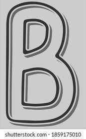 Latin ABC Letter B Alphabet with shadow effect. Symbol for learning Alphabet in the school, kindergarten. Isolated eps 10 vector typography. Hand drawn abc sign, icon. 