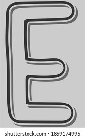 Letra latina ABC E alfabeto con efecto de sombra. Símbolo de aprendizaje del alfabeto en la escuela, jardín de infancia. Tipografía vectorial de 10 eps aislados. Signo abc dibujado a mano, icono. 