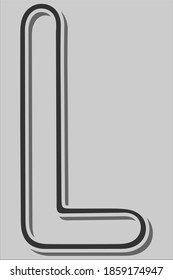 Latin ABC Letter L Alphabet with shadow effect. Symbol for learning Alphabet in the school, kindergarten. Isolated eps 10 vector typography. Hand drawn abc sign, icon. 