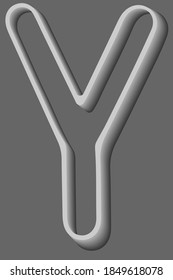 Latin ABC Letter Y Alphabet outline 3D. Shown as a labyrinth, maze.
Symbol for learning Alphabet in the school, kindergarten. Isolated eps 10 vector typography. Hand drawn abc sign, icon. 