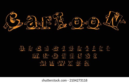 Latin alphabet - badge back to school. Trend font 2022 Color in cute cartoon flat style.