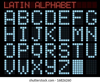 Latin alphabet. Blue matrix indicator. Vector illustration.