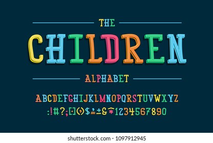 Latin Alphabet. Children Font In Cute Cartoon 3d Style.