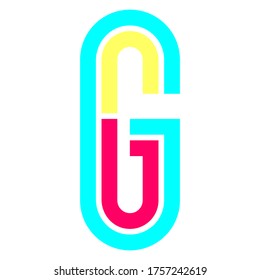 Latin alphabet, Font in the Disco style, bright multi-color letter G, vector illustration 10EPS