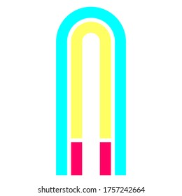 Latin alphabet, Font in the Disco style, bright multi-color letter N, vector illustration 10EPS