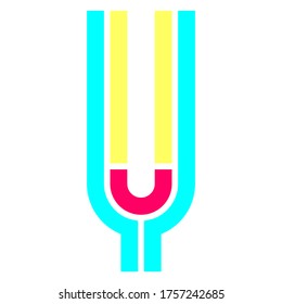 Latin alphabet, Font in the Disco style, bright multi-color letter Y, vector illustration 10EPS